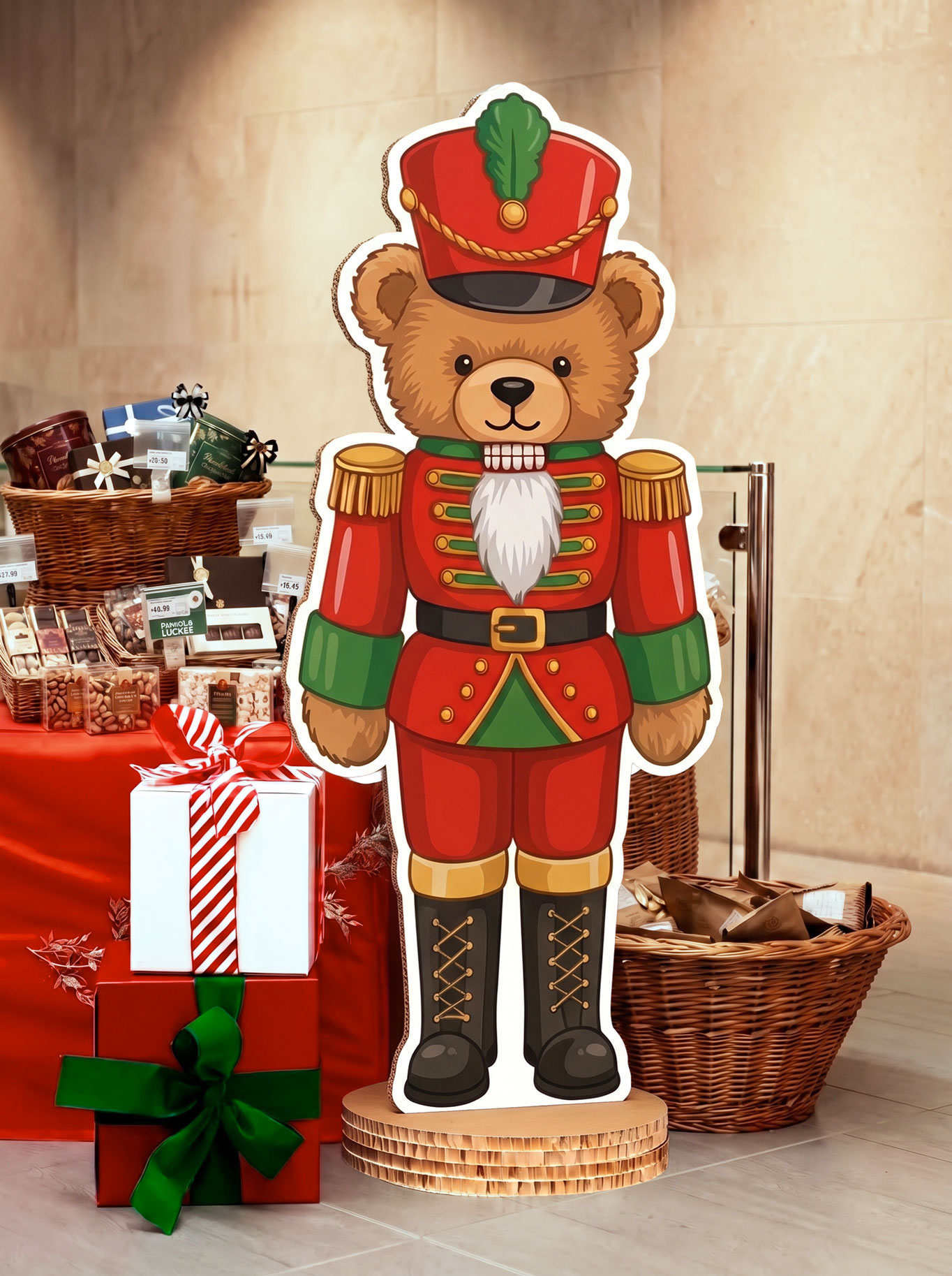 Orso soldatino con pacchi regalo